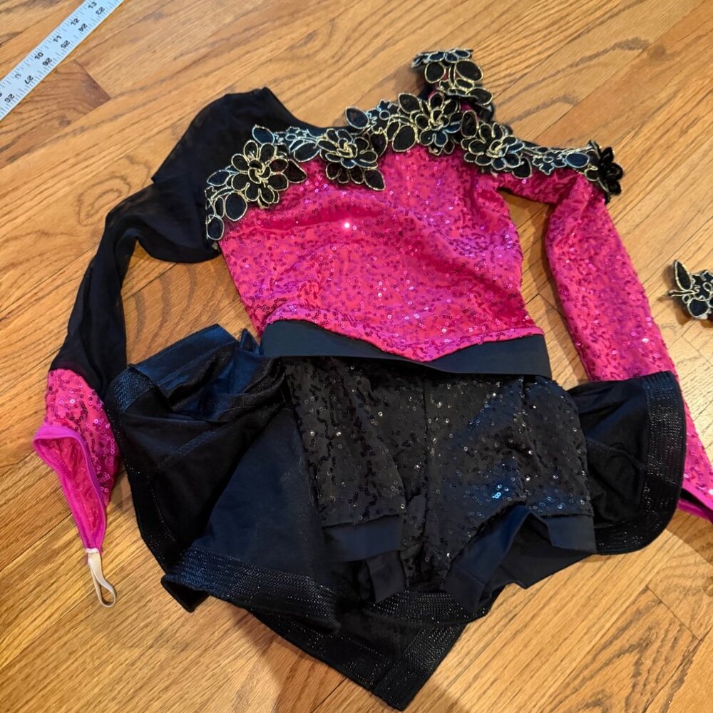 WEISSMAN IC  INTERMEDIATE CHILD PINK BLACK COMPETITION DANCE COSTUME JAZZ TAP MU